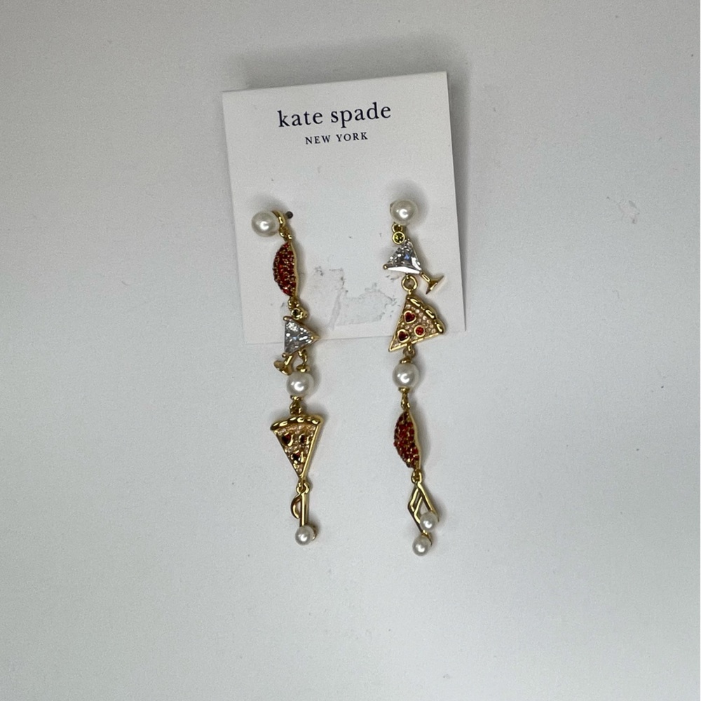 NWT Kate Spade Gold and Red Dangle Earrings